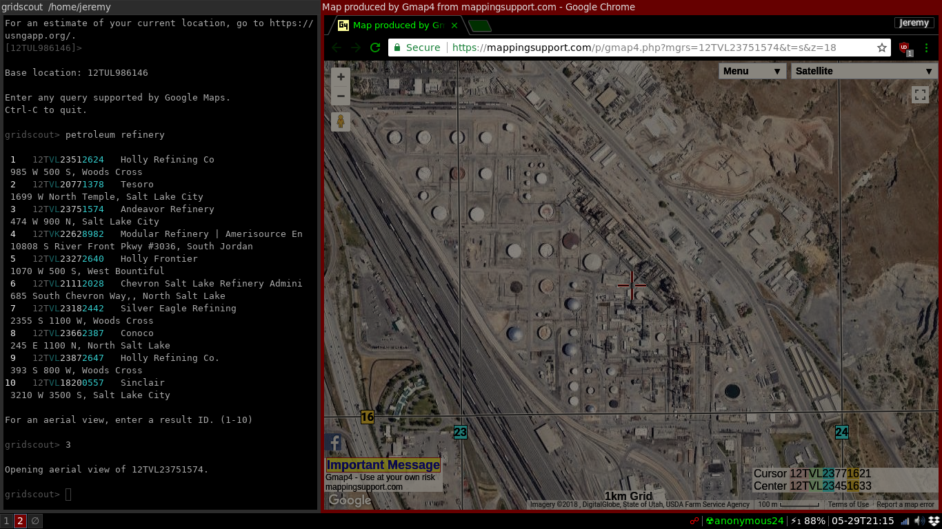 Sceenshot of a GridScout Map™ aerial view of a petroleum
refinery